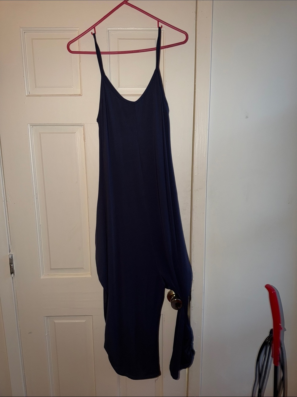Navy Blue Slip Romper with Spaghetti Straps